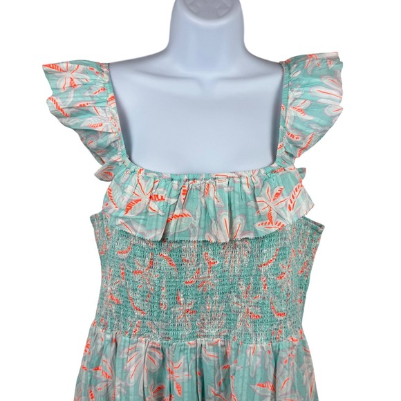 Vineyard Vines Maxi Dress Small Smocked Ruffle‎ Coral Cottagecore Romantic - Picture 6 of 16